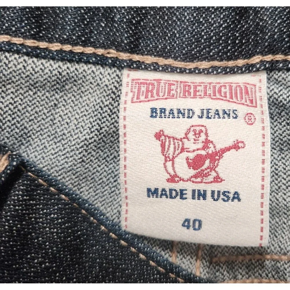 True Religion Ricky Jeans Mens 40x34 Black Straight Dark Wash Denim Pants